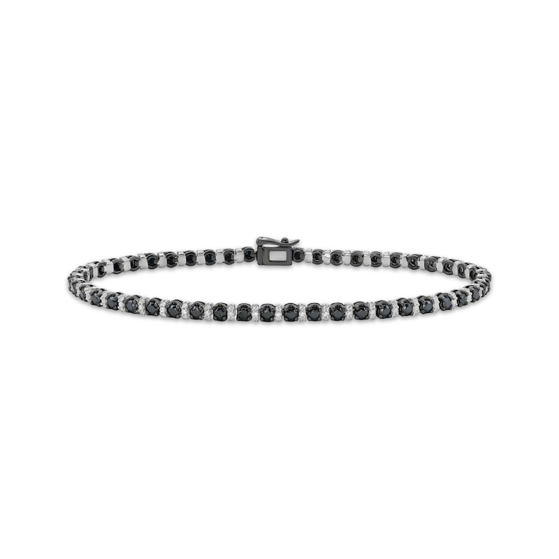 Main Image 1 of Men's Black & White Diamond Bracelet 3-1/2 ct tw Sterling Silver 8.5&quot;