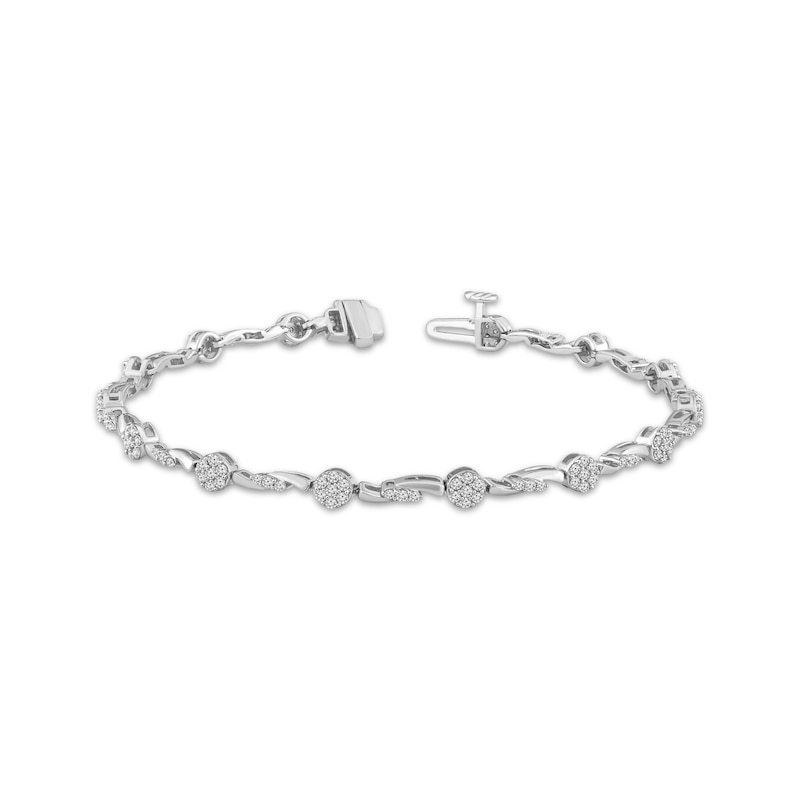 Multi-Diamond Link Bracelet 1 ct tw 10K White Gold 7"