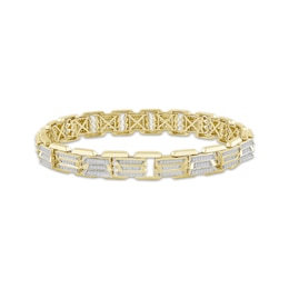 Men's Diamond Multi-Row Link Bracelet 1 ct tw 10K Yellow Gold 8.5&quot;