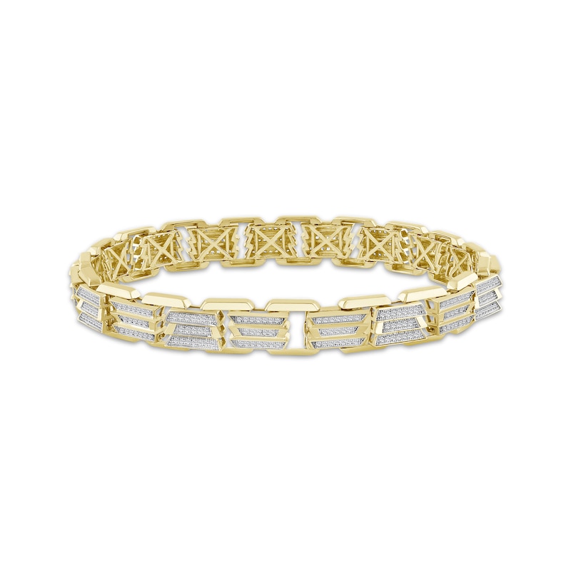 Men's Diamond Multi-Row Link Bracelet 1 ct tw 10K Yellow Gold 8.5"