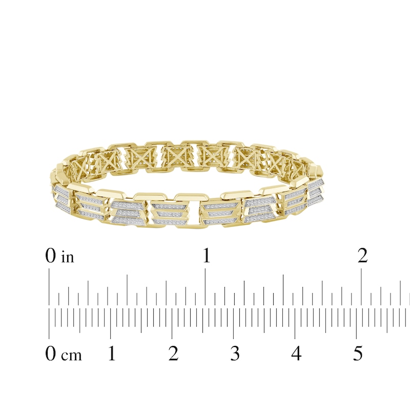 Men's Diamond Multi-Row Link Bracelet 1 ct tw 10K Yellow Gold 8.5"