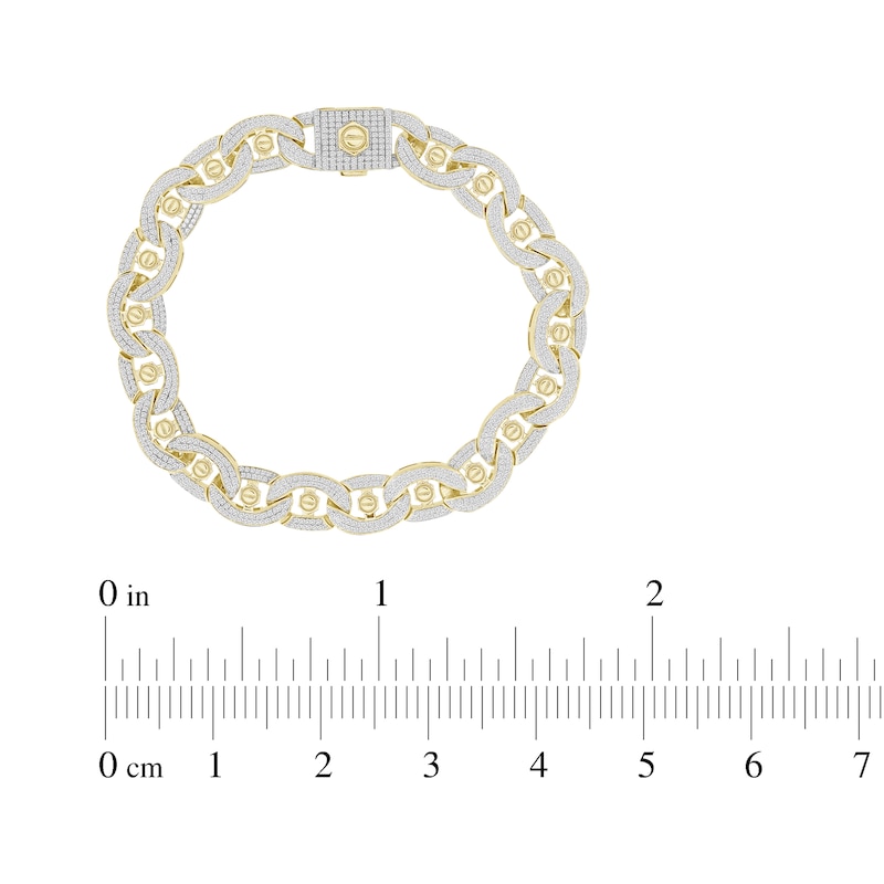 Main Image 5 of Men's Diamond Cable Chain Bracelet 2-1/2 ct tw 10K Yellow Gold 8.5&quot;