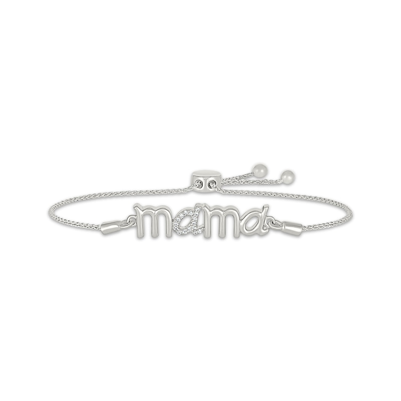 Main Image 1 of &quot;Mama&quot; Diamond Bolo Bracelet 1/20 ct tw Sterling Silver 9.5&quot;