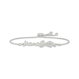 &quot;Mama Bear&quot; Diamond Paw Print Bolo Bracelet 1/20 ct tw Sterling Silver 9.5&quot;