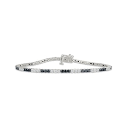 Black & White Diamond Alternating Trios Bracelet 2 ct tw 10K White Gold 7.25&quot;