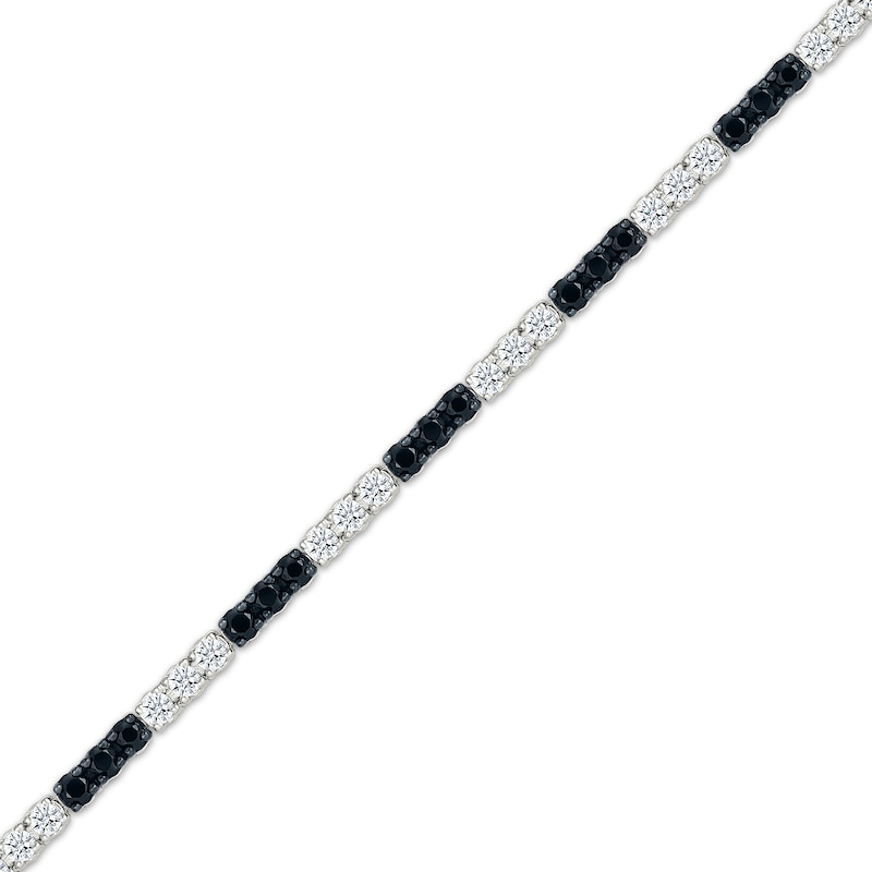 Main Image 2 of Black & White Diamond Alternating Trios Bracelet 2 ct tw 10K White Gold 7.25&quot;