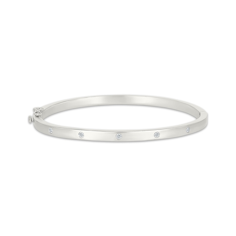 Main Image 1 of Diamond Five-Stone Bangle Bracelet 1/6 ct tw Sterling Silver