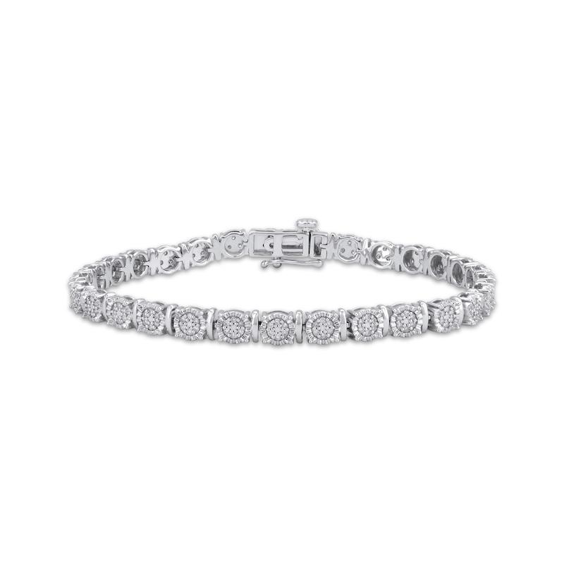 Multi-Diamond Link Bracelet 1/2 ct tw Sterling Silver 7"