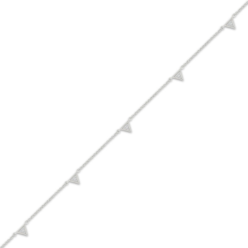 Multi-Diamond Triangles Anklet 1/10 ct tw Sterling Silver 10"