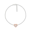 Thumbnail Image 1 of Diamond Accent Textured Heart Anklet Sterling Silver & 10K Rose Gold 10&quot;