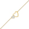 Thumbnail Image 1 of Diamond Double Heart Anklet 1/20 ct tw 10K Yellow Gold 10"