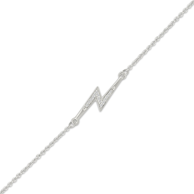 Main Image 2 of Diamond Lightning Bolt Anklet 1/20 ct tw Sterling Silver 10&quot;