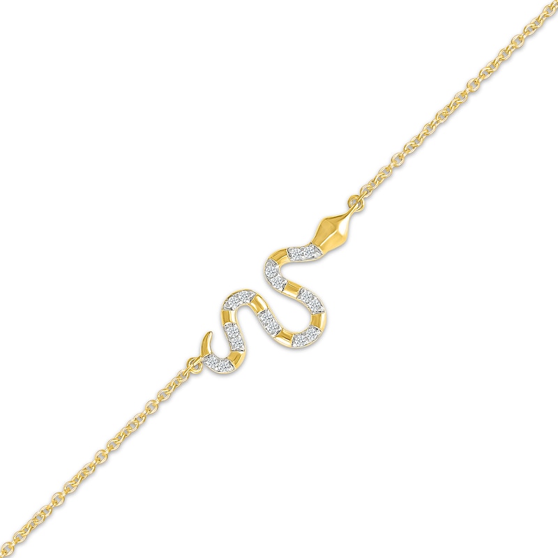 Main Image 2 of Diamond Snake Anklet 1/15 ct tw 10K Yellow Gold 10&quot;