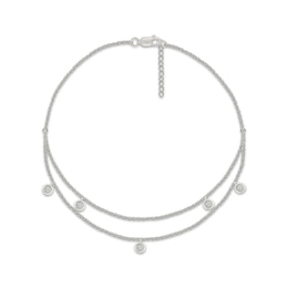 Diamond Accent Double-Strand Anklet ct tw Sterling Silver 10&quot;