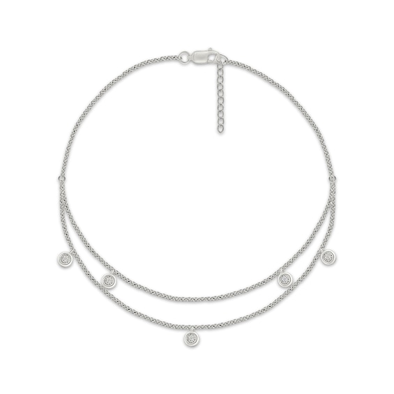 Diamond Accent Double-Strand Anklet ct tw Sterling Silver 10"