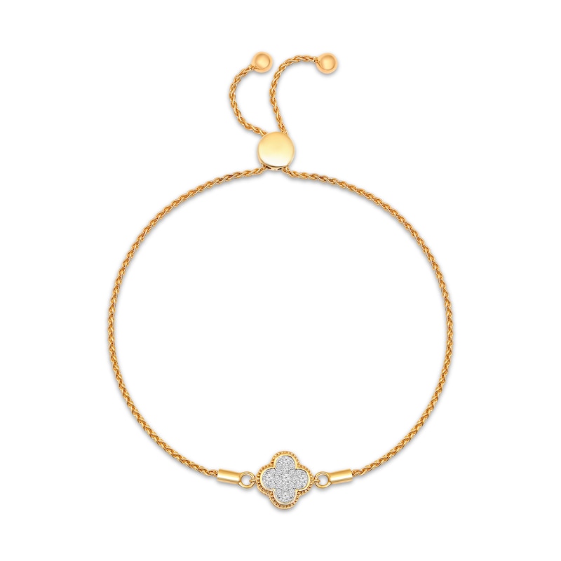 Multi-Diamond Clover Bolo Bracelet 1/4 ct tw 10K Yellow Gold