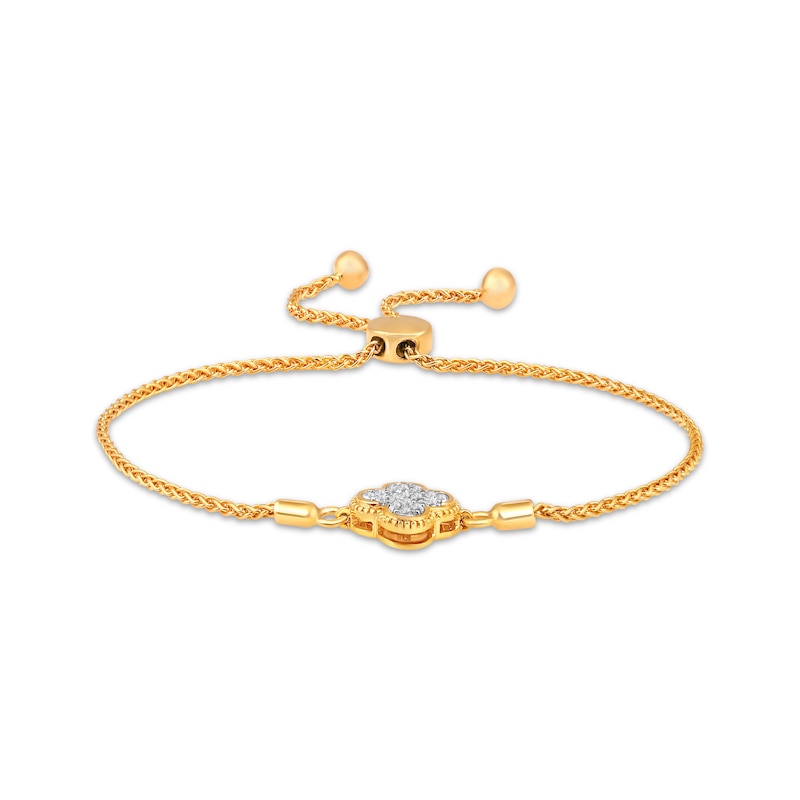 Multi-Diamond Clover Bolo Bracelet 1/4 ct tw 10K Yellow Gold