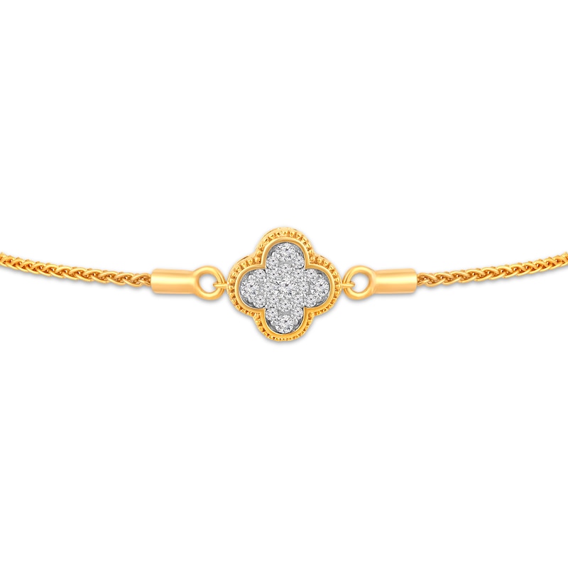 Multi-Diamond Clover Bolo Bracelet 1/4 ct tw 10K Yellow Gold