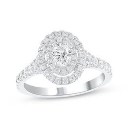 Lab-Created Diamonds by KAY Oval-Cut Double Halo Engagement Ring 1 ct tw 14K White Gold