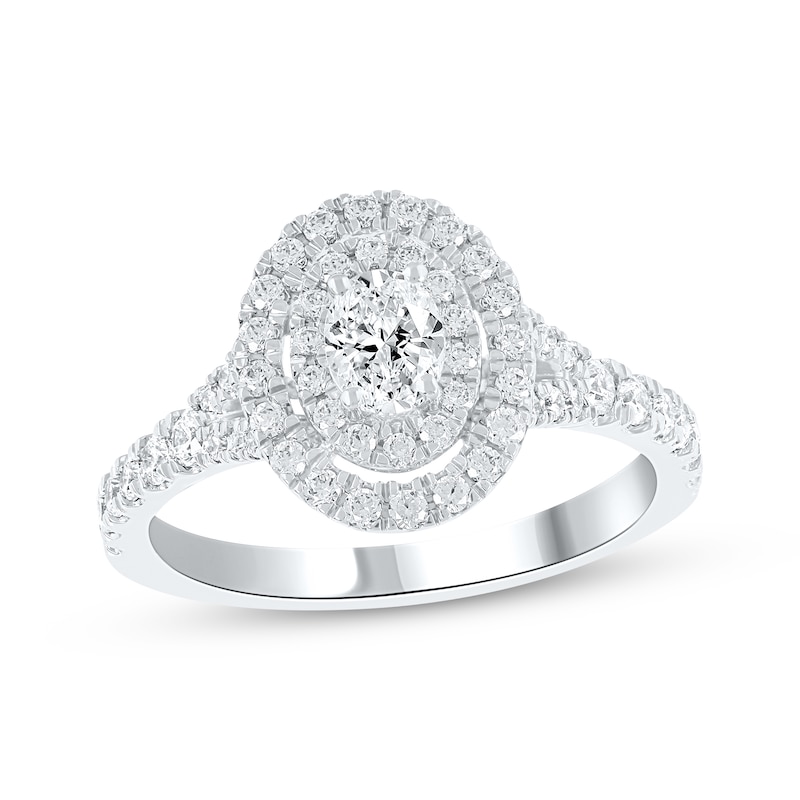 Lab-Grown Diamonds by KAY Oval-Cut Double Halo Engagement Ring 1 ct tw 14K White Gold