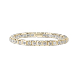 Men's Multi-Diamond Rectangle Link Bracelet 2-1/2 ct tw 10K Yellow Gold 8.5&quot;