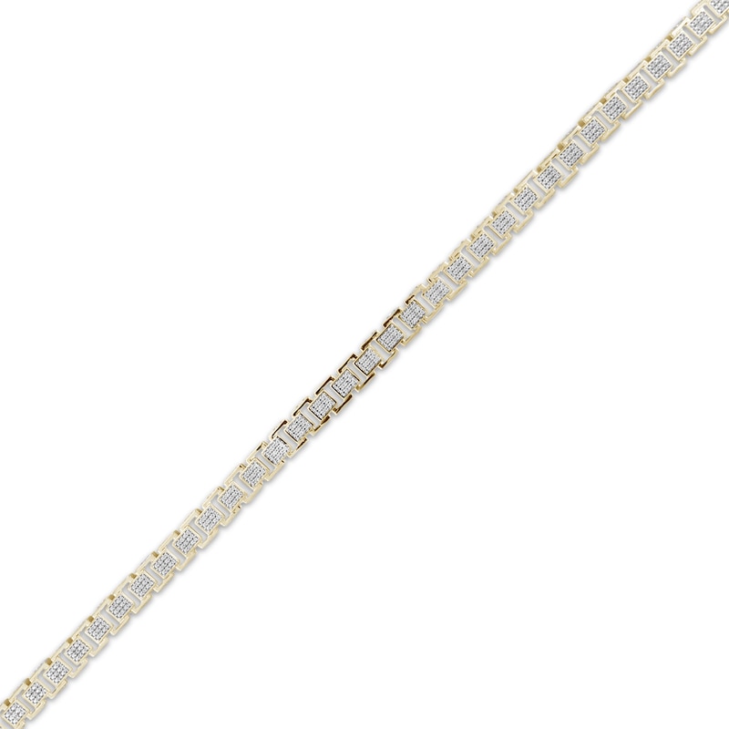 Main Image 2 of Men's Multi-Diamond Rectangle Link Bracelet 2-1/2 ct tw 10K Yellow Gold 8.5&quot;