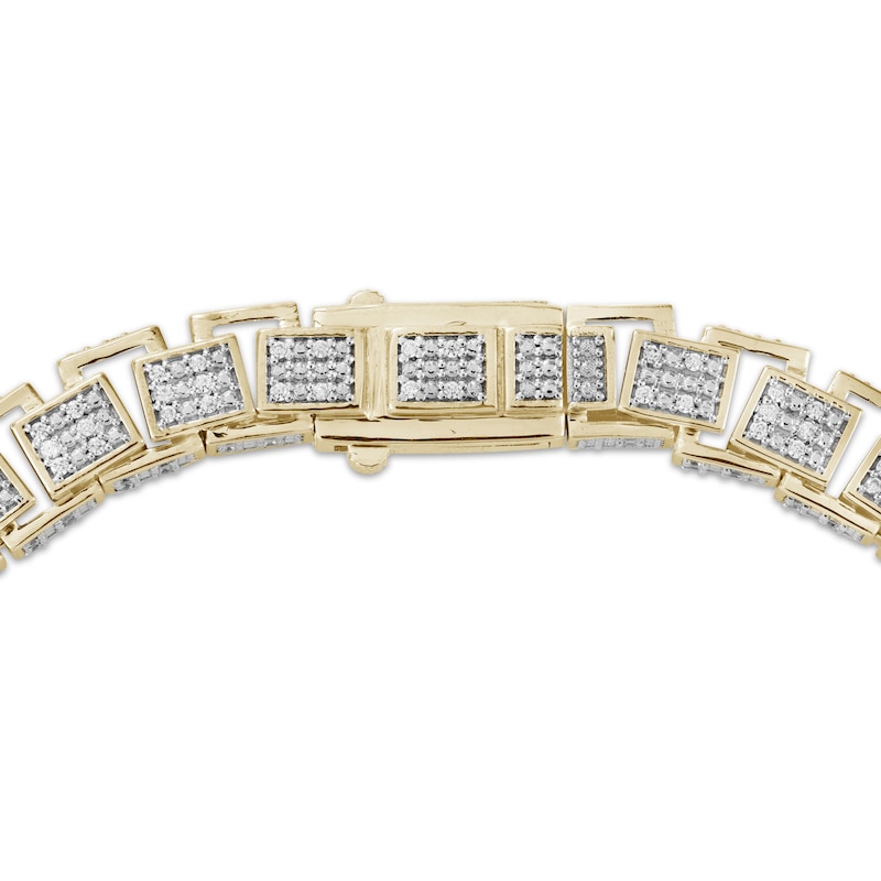 Main Image 3 of Men's Multi-Diamond Rectangle Link Bracelet 2-1/2 ct tw 10K Yellow Gold 8.5&quot;