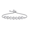 Thumbnail Image 1 of Diamond Alternating Sideways Hearts Bolo Bracelet 1/8 ct tw Sterling Silver 9.5&quot;