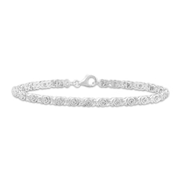 Diamond XO Link Bracelet 1/10 ct tw Sterling Silver 7.5&quot;