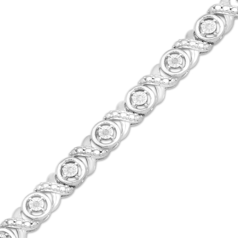 Main Image 2 of Diamond XO Link Bracelet 1/10 ct tw Sterling Silver 7.5&quot;