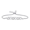 Thumbnail Image 0 of Diamond Alternating Hearts Bolo Bracelet 1/8 ct tw Sterling Silver 9.5"