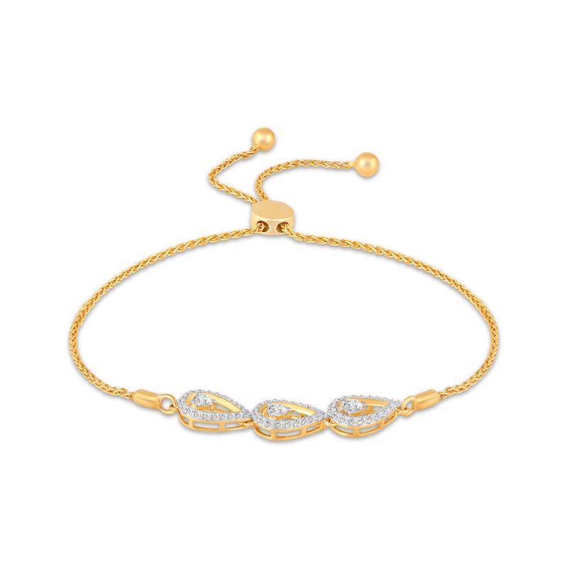 Main Image 1 of Diamond Triple Teardrop Bolo Bracelet 1/2 ct tw 10K Yellow Gold