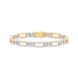 Diamond Paperclip & Curb Chain Link Bracelet 1 ct tw 10K Two-Tone Gold 7&quot;
