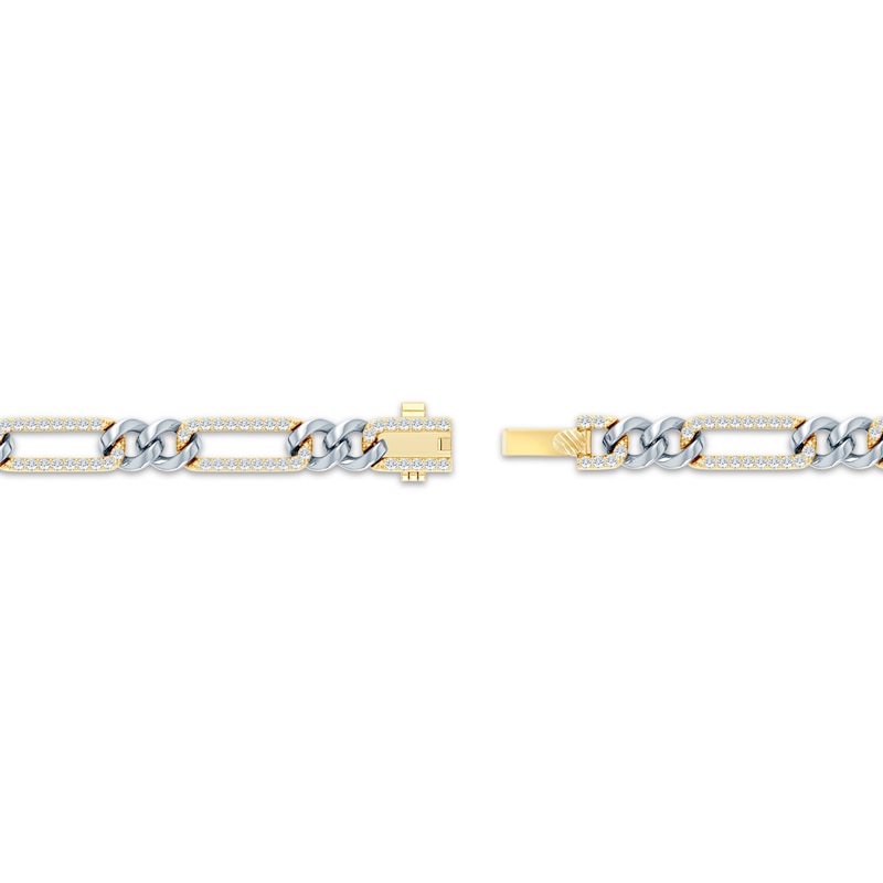 Main Image 3 of Diamond Paperclip & Curb Chain Link Bracelet 1 ct tw 10K Two-Tone Gold 7&quot;