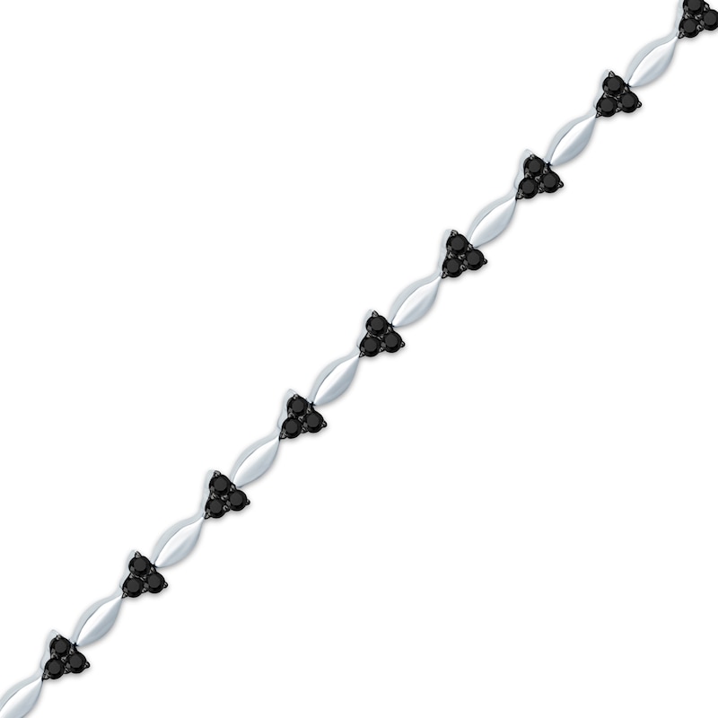 Black Diamond Trios Bracelet 1 ct tw 10K White Gold 7"