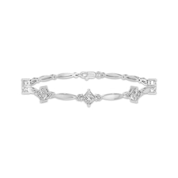 Square-Cut White Lab-Created Sapphire Bracelet Sterling Silver 7.25&quot;