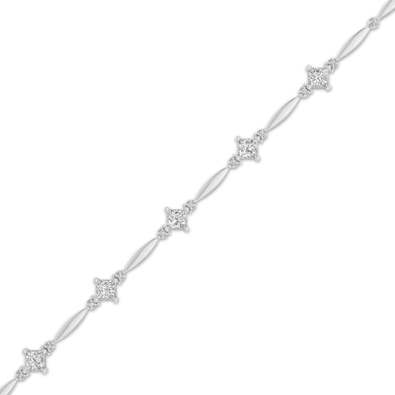 Square-Cut White Lab-Created Sapphire Bracelet Sterling Silver 7.25"