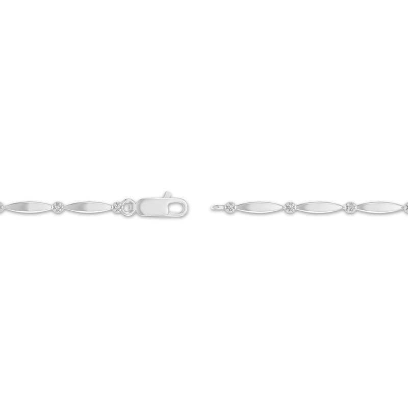 Square-Cut White Lab-Created Sapphire Bracelet Sterling Silver 7.25"