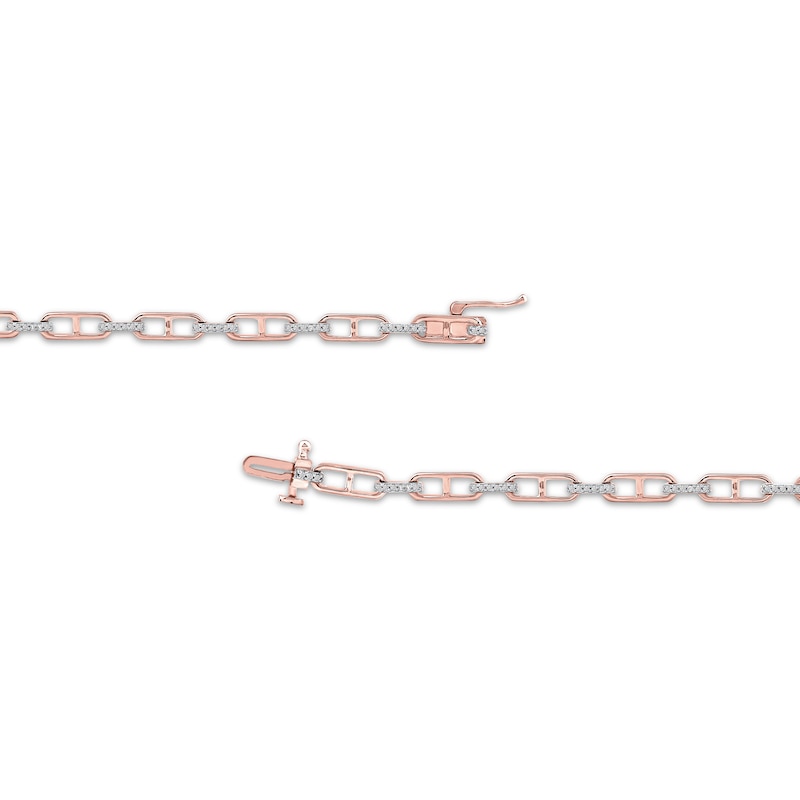 Main Image 3 of Diamond Mariner Link Bracelet 1/4 ct tw 10K Rose Gold 7&quot;