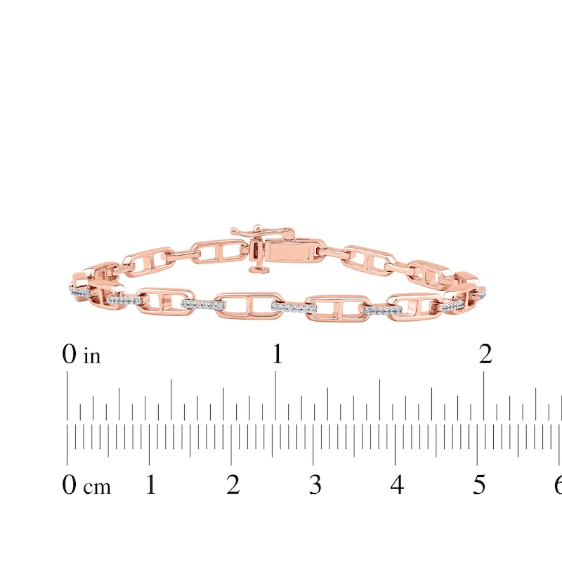 Main Image 4 of Diamond Mariner Link Bracelet 1/4 ct tw 10K Rose Gold 7&quot;