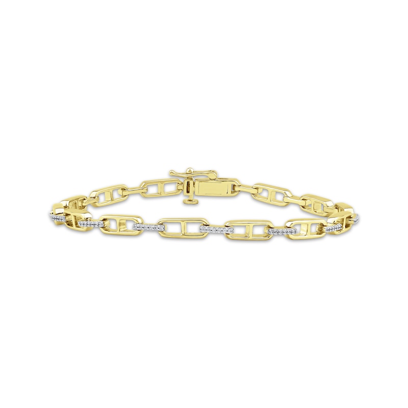 Main Image 1 of Diamond Mariner Link Bracelet 1/4 ct tw 10K Yellow Gold 7&quot;