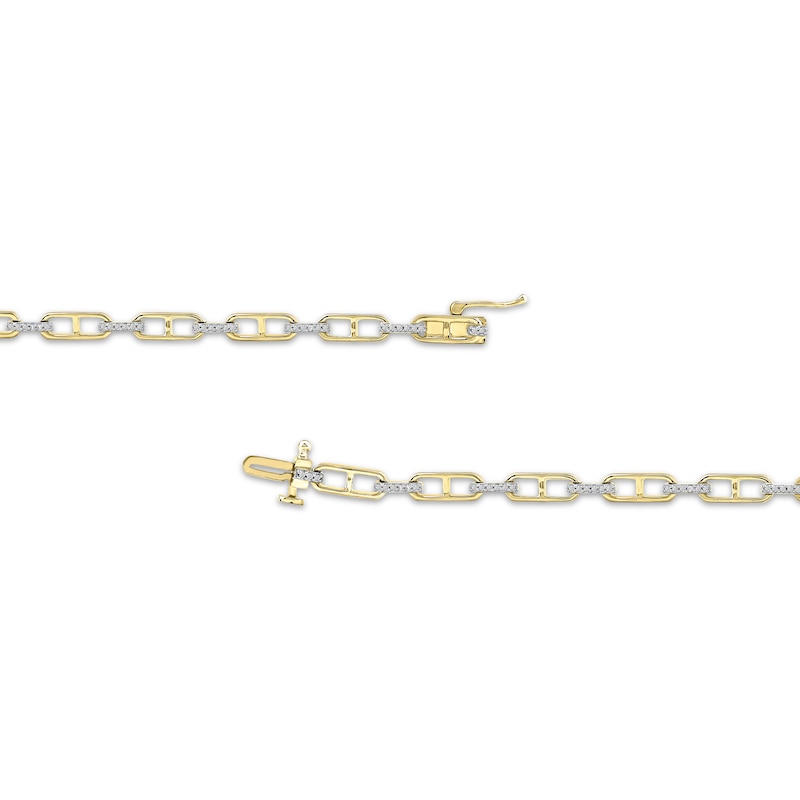 Main Image 3 of Diamond Mariner Link Bracelet 1/4 ct tw 10K Yellow Gold 7&quot;