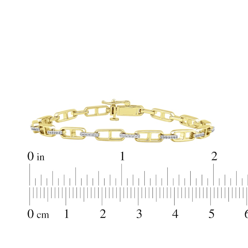 Main Image 4 of Diamond Mariner Link Bracelet 1/4 ct tw 10K Yellow Gold 7&quot;