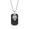 Thumbnail Image 1 of Men's Black Agate Dog Tag Necklace with Tiger's Head Charm Sterling Silver 24&quot;