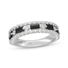 Thumbnail Image 1 of Neil Lane Baguette-Cut Black & Round-Cut White Diamond Anniversary Ring 1 ct tw 14K White Gold