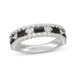 Neil Lane Baguette-Cut Black & Round-Cut White Diamond Anniversary Ring 1 ct tw 14K White Gold