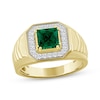 Thumbnail Image 1 of Men's Square-Cut Lab-Created Emerald & Diamond Ring 1/4 ct tw 10K Yellow Gold