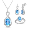 Thumbnail Image 1 of Oval-Cut Swiss Blue Topaz & White Lab-Created Sapphire Doorknocker Gift Set Sterling Silver