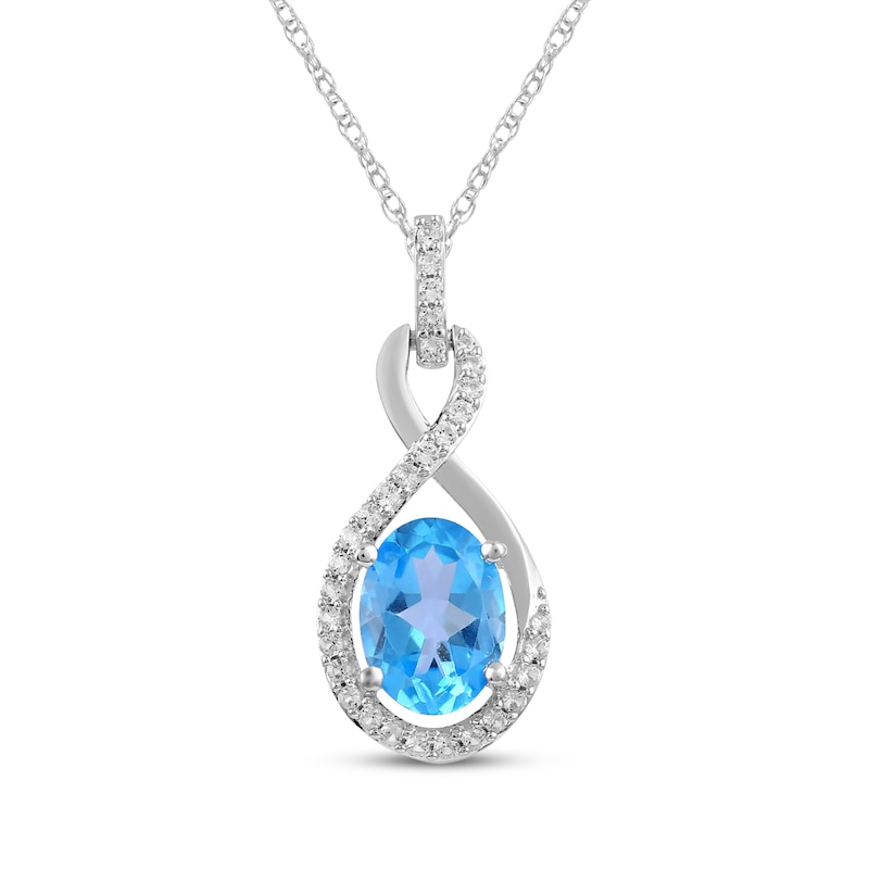 Main Image 2 of Oval-Cut Swiss Blue Topaz & White Lab-Created Sapphire Doorknocker Gift Set Sterling Silver