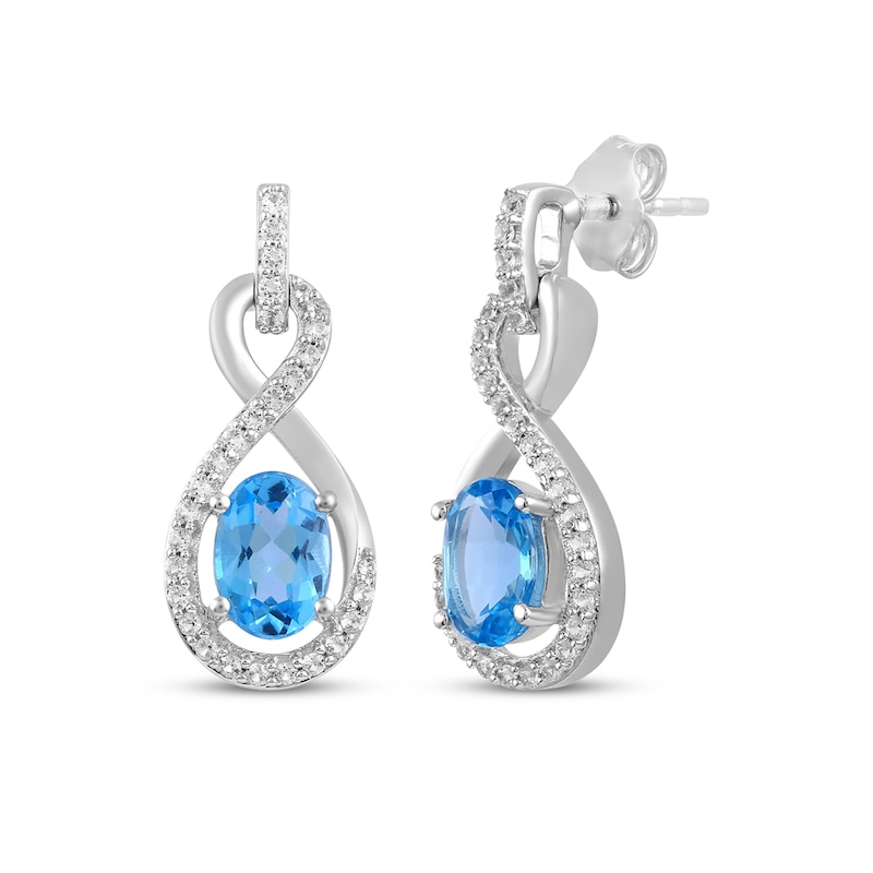 Main Image 4 of Oval-Cut Swiss Blue Topaz & White Lab-Created Sapphire Doorknocker Gift Set Sterling Silver